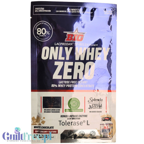 BIG® Only Whey Zero White Chocolate 30g - kremowa odżywka białkowa WPC Lacprodan 80 ze stewią