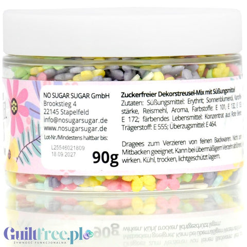NO SUGAR SUGAR Streusel Mix Flower Power - pastel sugar free sprinkles with erythrol 72kcal.