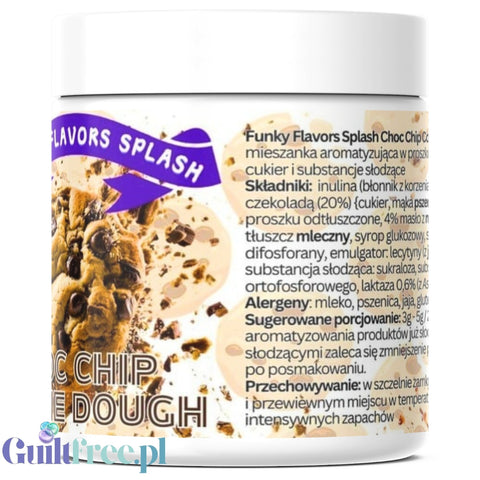 Funky Flavors Splash Chocolate Chip Cookie Dough 50g - aromat słodzący w proszku bez cukru, smak Maślanego Herbatnika