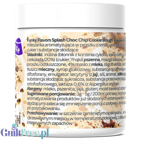 Funky Flavors Splash Chocolate Chip Cookie Dough 50g - aromat słodzący w proszku bez cukru, smak Maślanego Herbatnika