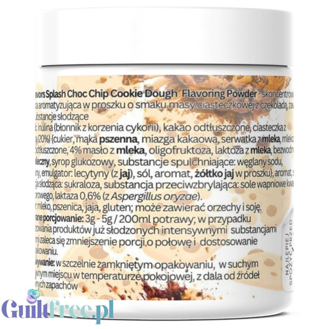 Funky Flavors Splash Chocolate Chip Cookie Dough 50g - aromat słodzący w proszku bez cukru, smak Maślanego Herbatnika