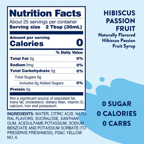 Jordan's Skinny Syrups Hibiscus Passion Fruit syrup zero calories (Hibiscus & Marakuja flavor)