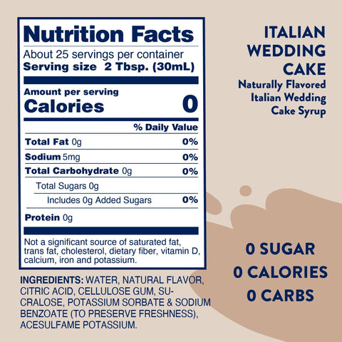 Jordan's Skinny Syrups Italian Weeding Cake - zero calorie syrup with Cream Cake flavor