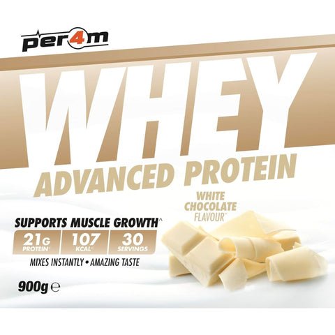 Per4m Whey Advanced Protein White Chocolate 900g - gęsta odżywka białkowa WPC, WPI & MPC, Biała Czekolada