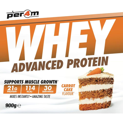 Per4m Whey Advanced Protein Carrot Cake 900g - gęsta odżywka białkowa WPC, WPI & MPC, Ciasto Marchewkowe