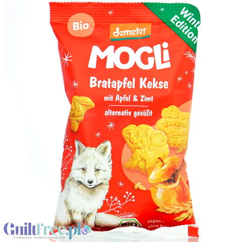 Demeter Mogli Bio Bratapfel Kekse Winter Edition - wegańskie bio ciastka o smaku pieczonego jabłka z cynamonem