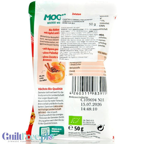 Demeter Mogli Bio Bratapfel Kekse Winter Edition - wegańskie bio ciastka o smaku pieczonego jabłka z cynamonem