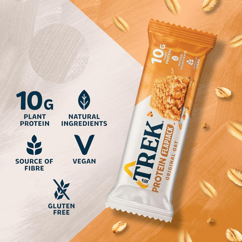 Trek Protein Flapjack Original Oat - bezglutenowy wegański baton z ciemną czekoladą 9g białka
