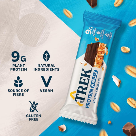 Trek Protein Flapjack Cocoa Coconut - bezglutenowy wegański baton z ciemną czekoladą 9g białka