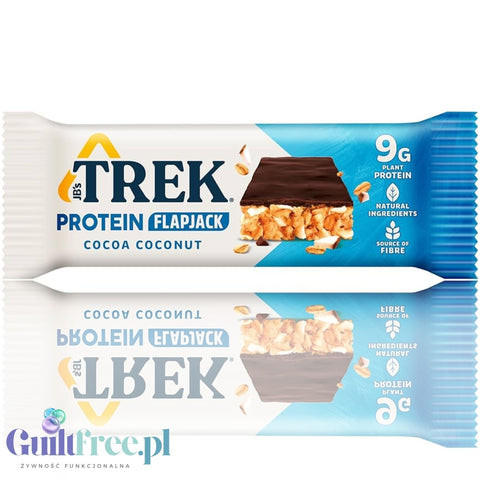Trek Protein Flapjack Cocoa Coconut - bezglutenowy wegański baton z ciemną czekoladą 9g białka