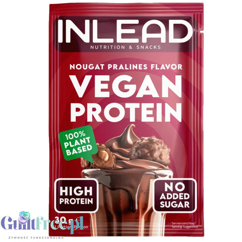Inlead Vegan Protein Nougat Pralines 30g - wegańska odżywka proteinowa na bazie 4 białek roślinnych ze stewią