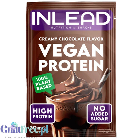Inlead Vegan Protein  Creamy Chocolate 30g - wegańska odżywka proteinowa na bazie 4 białek roślinnych ze stewią