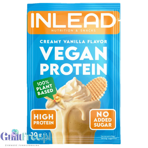 Inlead Vegan Protein Creamy Vanilla 30g - wegańska odżywka proteinowa na bazie 4 białek roślinnych ze stewią