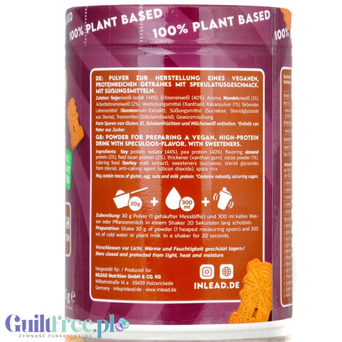 Inlead Vegan Protein Speculatius 300g - vegan protein supplement based on 4 plant proteins with stevia