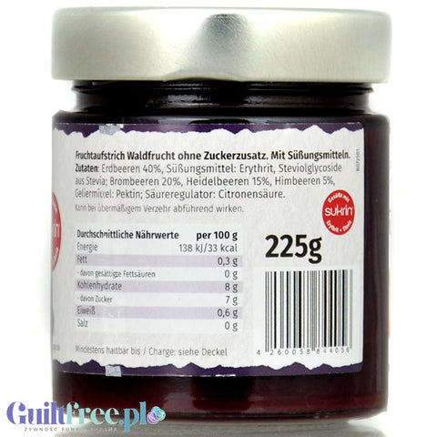 Sukrin Waldfrucht - dżem z owoców leśnych ze stewią i erytrytolem tylko 33kcal