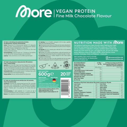 More Nutrition Vegan Protein Fine Milk Chocolate - wegańska odżywka białkowa, smak Shake Czekoladowy