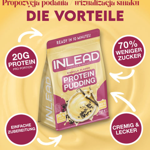 *DEFECT* Inlead Protein Pudding Vanilla 0.5kg - vanilla protein pudding, 19g protein per serving 104kcal