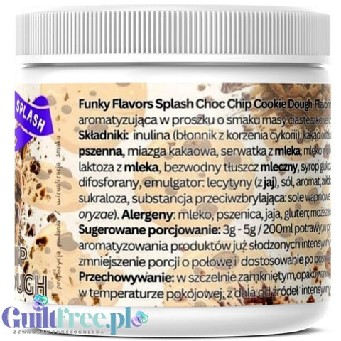 Funky Flavors Splash Chocolate Chip Cookie Dough 200g - aromat słodzący w proszku bez cukru, smak Maślanego Herbatnika