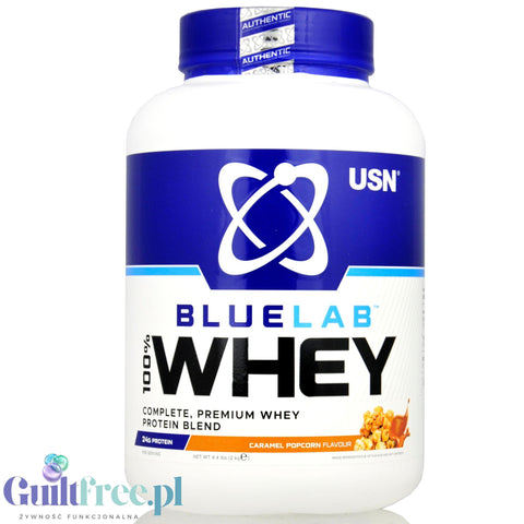 USN Blue Lab Whey Caramel Popcorn 2kg - odzywka białkowa WPI, WPC, WPH z Tolerase  L