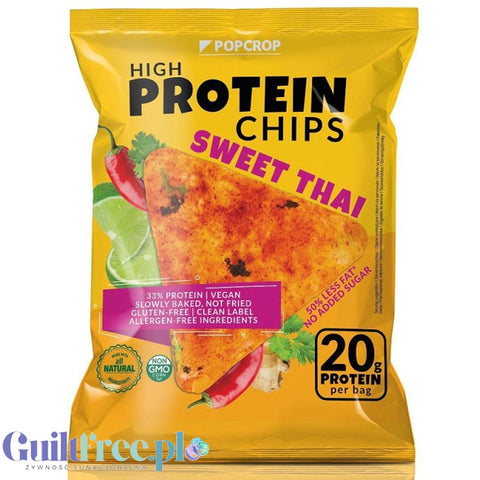 Popcrop High Protein Chips Sweet Thai - wegańskie, bezglutenowe chipsy proteinowe o smaku tajskiego słodkiego chilli