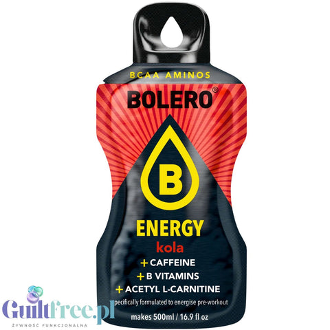 Bolero Energy Cola 14g - sugar-free energy drink with caffeine, acetyl-L-carnitine and B vitamins