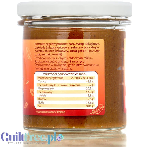 Krukam CzekoMigdał, pasta migdałowo-daktylowa z czekoladą bez dodatku cukru