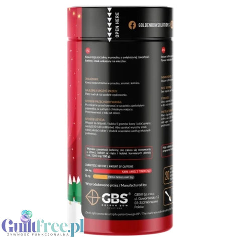 GBS Angel's Touch, Pierniczki W Czekoladzie 100g - smakowa kawa rozpuszczalna o podwyższonej zawartości kofeiny bez cukru