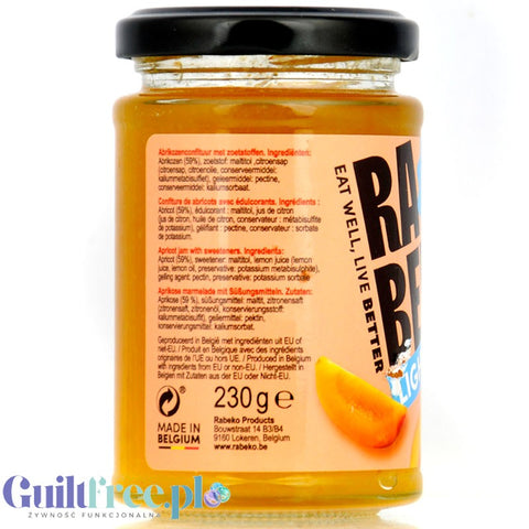 Rabeko Jam Light Apricot - low-sugar apricot jam, 90% less sugar