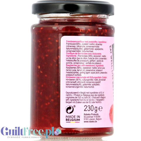 Rabeko Jam Light Raspberries - low-sugar raspberry jam, 94% less sugar