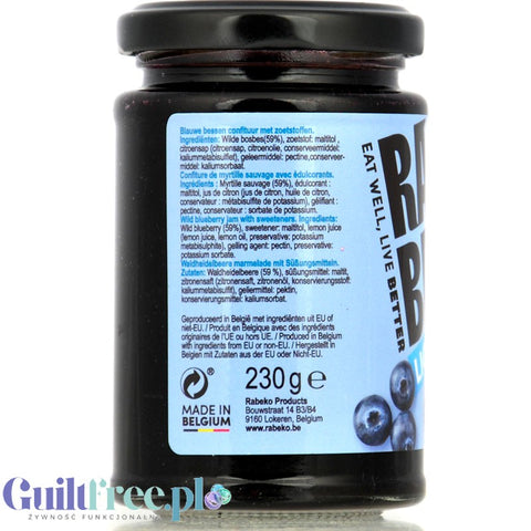 Rabeko Jam Light Blueberries - low-sugar blueberry jam, 94% less sugar