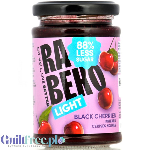 Rabeko Jam Light Black Cherries - niskosłodzony dżem wiśniowy, 88% mniej cukru