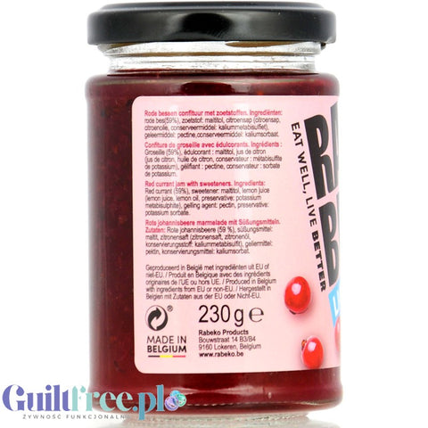 Rabeko Jam Light Red Currant - niskosłodzony dżem porzeczkowy, 93% mniej cukru