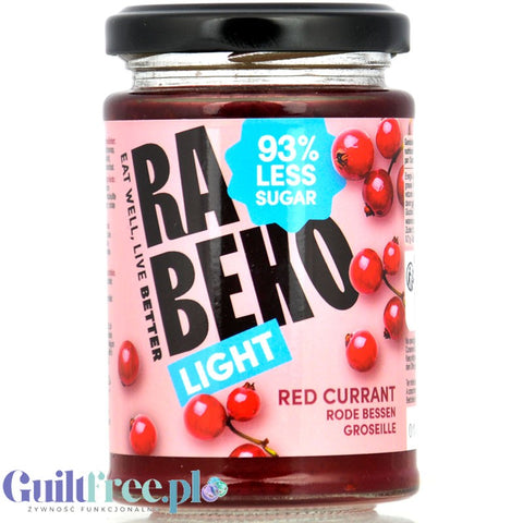 Rabeko Jam Light Red Currant - niskosłodzony dżem porzeczkowy, 93% mniej cukru