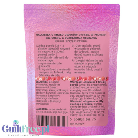 Funky Jelly Lychee x 3 porcje - galaretka light bez cukru 19kcal, smak liczi