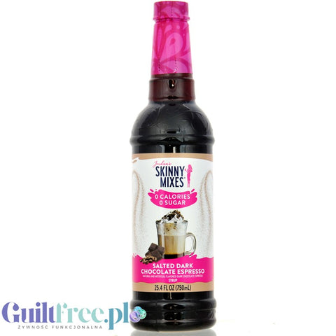 Jordan's Skinny Syrups Salted Dark Chocolate Espresso - syrop do kawy zero kalorii bez cukru, smak Espresso z Ciemną Czekoladą