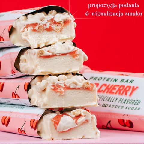 Barebells Wild Cherry – soft protein bar with cherry filling covered in white chocolate