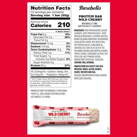 Barebells Wild Cherry – soft protein bar with cherry filling covered in white chocolate