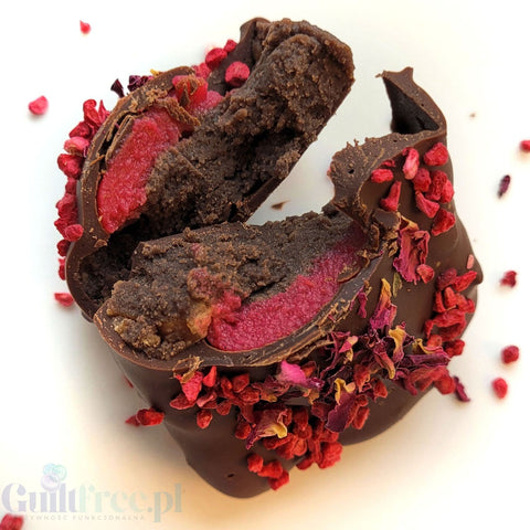 KoxBar Różana Trufla VEGAN PREMIERA 21 I 10:00 - rzemieślniczy baton proteinowy, Różany krem & Ciemna Czekolada