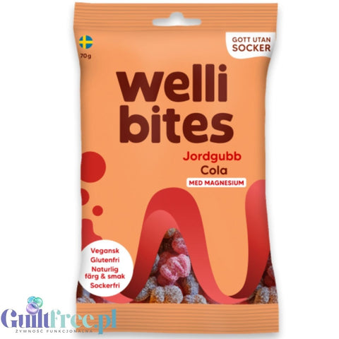 Wellibites Strawberry & Cola - vegan sugar-free gummies with magnesium, Cola & Strawberry flavor