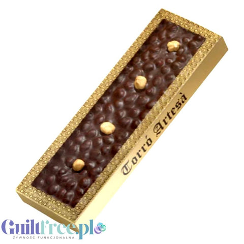 Bombonería Pons, Turron de Choco Avellana Sin Azucar 300g - hiszpański rzemieślniczy nugat z orzechami laskowymi bez cukru