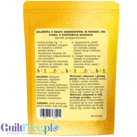 Funky Jelly Pineapple x 3 porcje - galaretka bez cukru o smaku ananasowym 19kcal w porcji