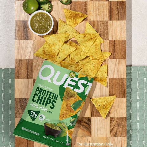 Quest Tortilla Chips, Salsa Verde - chipsy proteinowe 19g białka, smak ziołowo-cytrusowy