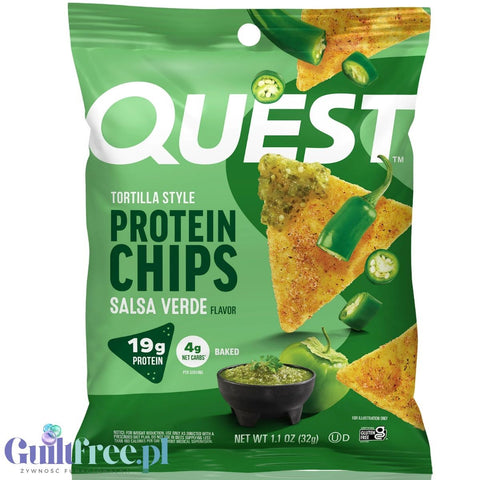 Quest Tortilla Chips, Salsa Verde - chipsy proteinowe 19g białka, smak ziołowo-cytrusowy