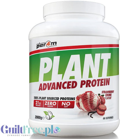 Per4m Plant Advanced Protein Strawberry Creme 2kg - wegańska odżywka białkowa bez soi i glutenu z MCT