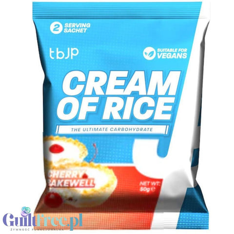 TBJP Cream of Rice, Cherry Bakewell 50g - kleik ryżowy bez cukru, regeneracyjny posiłek treningowy, Ciasto Wiśniowe