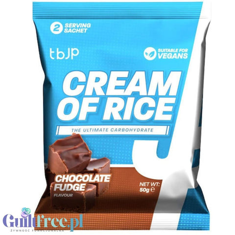 TBJP Cream of Rice, Chocolate Fudge 50g - kleik ryżowy bez cukru, regeneracyjny posiłek treningowy, Czekoladowa Krówka