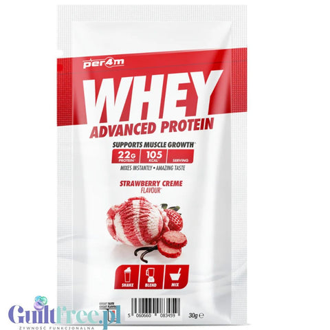 Per4m Whey Advanced Protein Strawberry Creme 30g saszetka - gęsta odżywka białkowa WPC, WPI & MPC, Krem Truskawkowy
