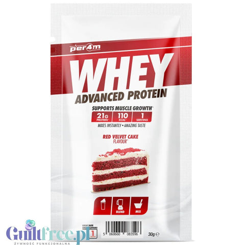 Per4m Whey Advanced Protein Red Velvet Cake 30g saszetka - gęsta odżywka białkowa WPC, WPI & MPC