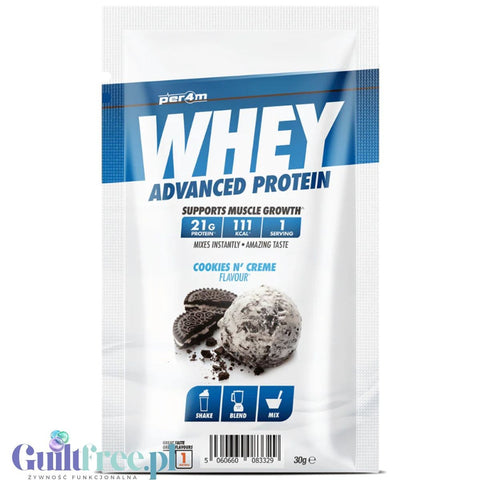 Per4m Whey Advanced Protein Cookies N'Creame 30g saszetka - gęsta odżywka białkowa WPC, WPI & MPC, Ciastka z Kremem