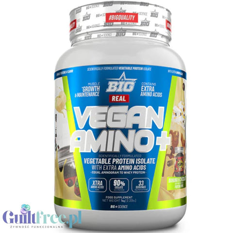 BIG® Vegan Amino+, Banana & Chocolate 1kg  - wegańska odżywka białkowa o smaku czekoladowo-bananowym